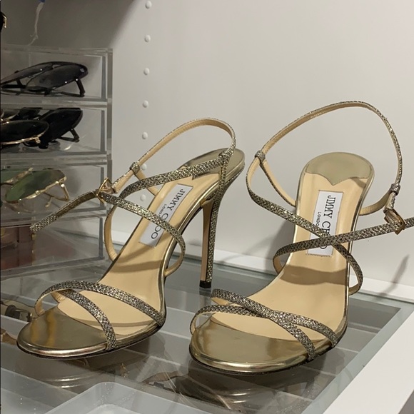 Jimmy Choo champagne sparkle strappy heels - Picture 6 of 8